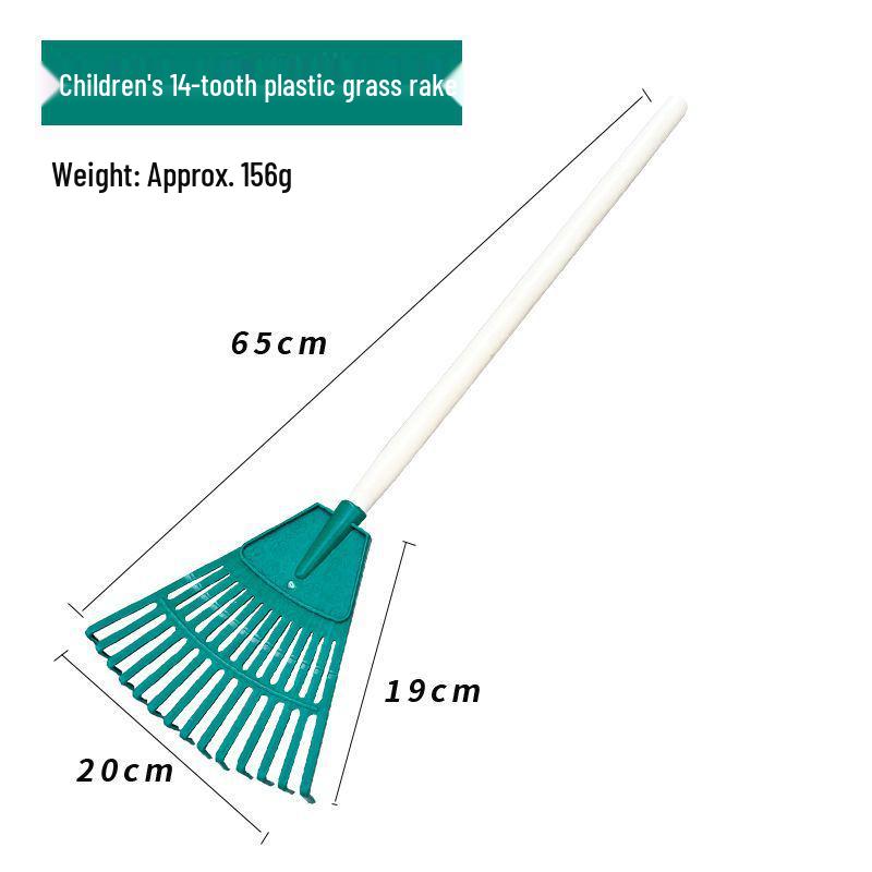 Garden Rake with Long Wooden Handle for Lawn and Leaves