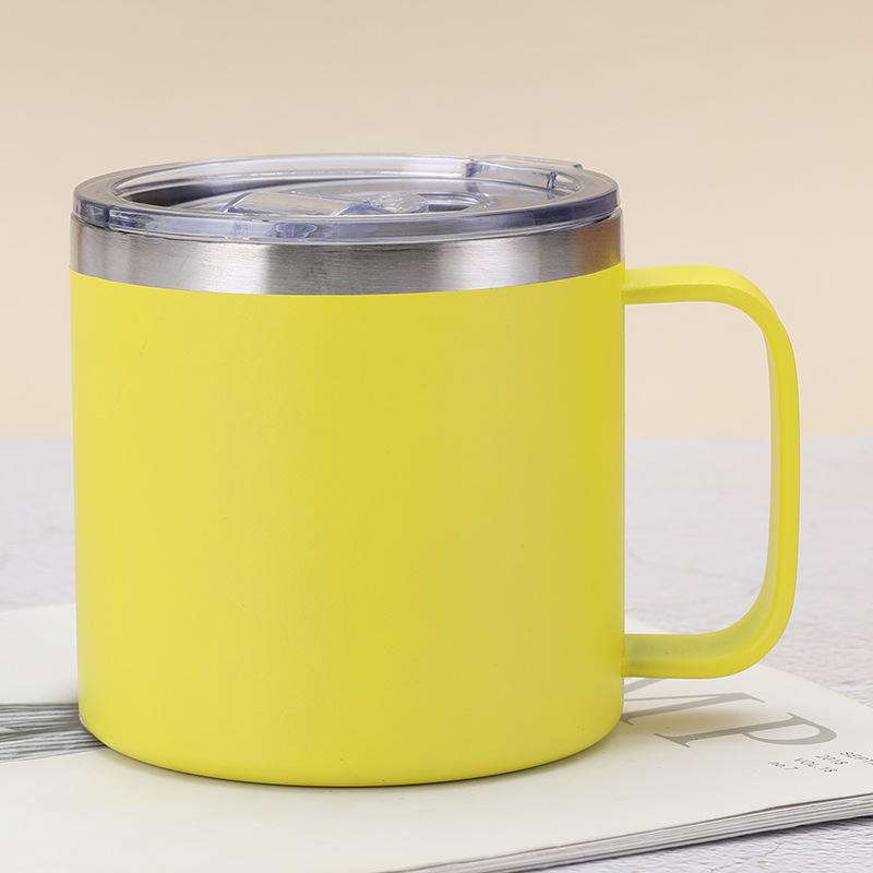 Neue 14oz Tasse mit Deckel und Griff Vakuum 304 Edelstahl Isolierflasche Büro und Zuhause Becher