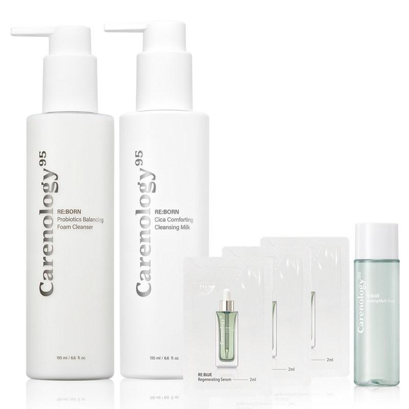 Careology Reborn Probiotics Cleansing Foam + Cica Cleansing Milk 2-Piece Set / Probiotic Deep Cleansing + Cica Skin Soothing, 1 Set