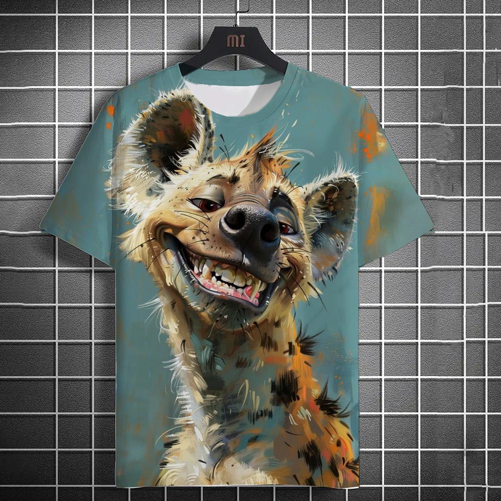 

Летний топ с круглым вырезом и 3D-принтом животного с богатой мимикой, модная повседневная мужская футболка с коротким рукавом XS