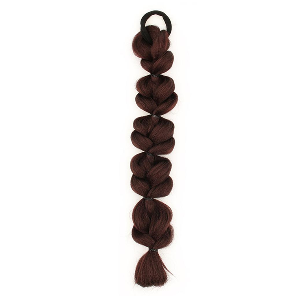 Synthetic Cute Women Ponytail Braid Wig Heat-Resistant Long-Wavy Hair Extension Ponytail Fashion Bubble Braid Wig For Daily Wear
