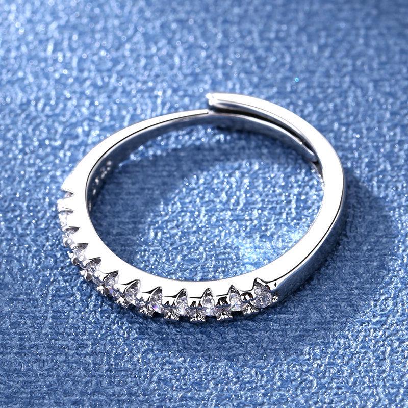 Women's High-End Imitation Moissanite Open Ring - Classic Light Luxury One Carat Versatile Tail Jewelry