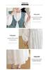 Early Spring Off-White French Style Embroidered Dress & Vintage Denim Vest Set