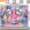 2D 1st Birthday Photography Backdrop Cartoon Animals & Rainbow Baby Shower Background