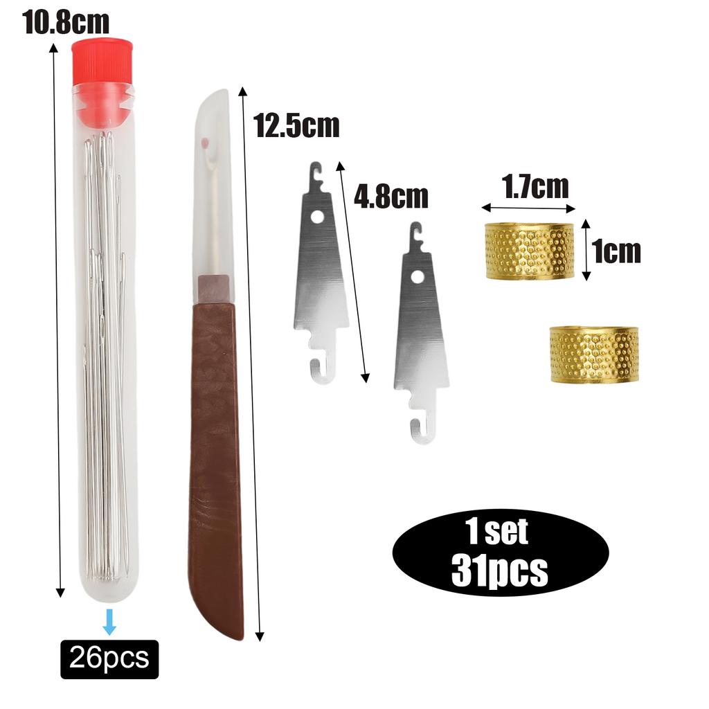 Big Eye Sewing Needles Set Steel Hand Needles with Thread Thimble Threader Scissor for Embroidery DIY Craft Clothes Repair Kit