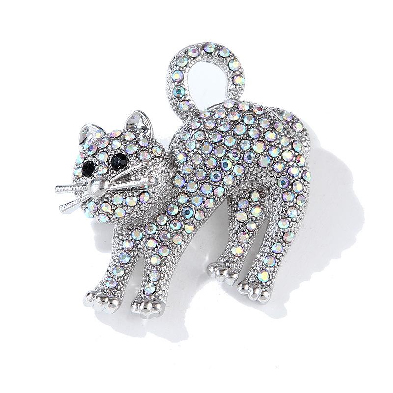 Fashion Internet Celebrity Full Diamond Cute Kitten Animal Brooch Women's Clothing Accessories Brooch