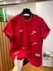 De Rong Plus Size Embroidered Horse Year Short Sleeve T-shirt for Women - Loose & Slimming Fit for Early Spring/Autumn