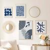 Boho Abstrakte Marineblaue Sonne Geometrische Linien Blatt Pflanzen Nordic Poster Wand Kunstdrucke Leinwand Malerei Wohnzimmer Wohnkultur