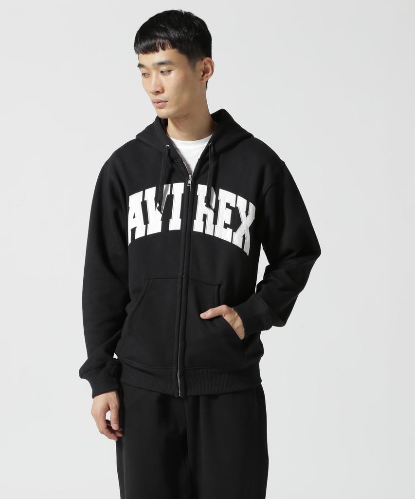 Avirex DAILY ZIP UP SWEAT PARKA LOGO Sweatshirt Hoodie with Logo L 010 Black / Zip-up / 783-3931007 Men's