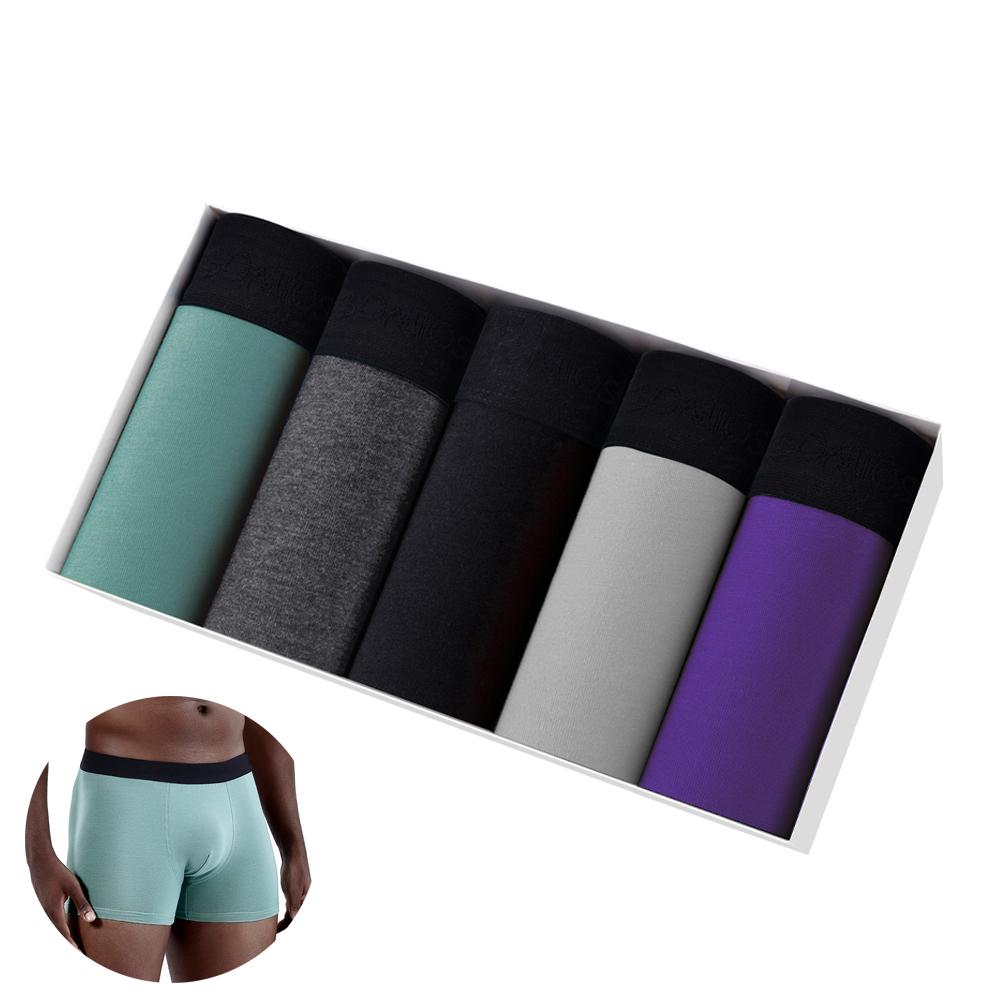 BONITOS 5Pcs Men's Panties Sexy Man Underpants Cotton Mens Boxers Underwear Monochrome