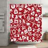X-Mas Decorative Shower Curtain For Bathtub With Red Snowman Santa Claus Pattern Waterproof Home Decoration 69 X 70 Inches