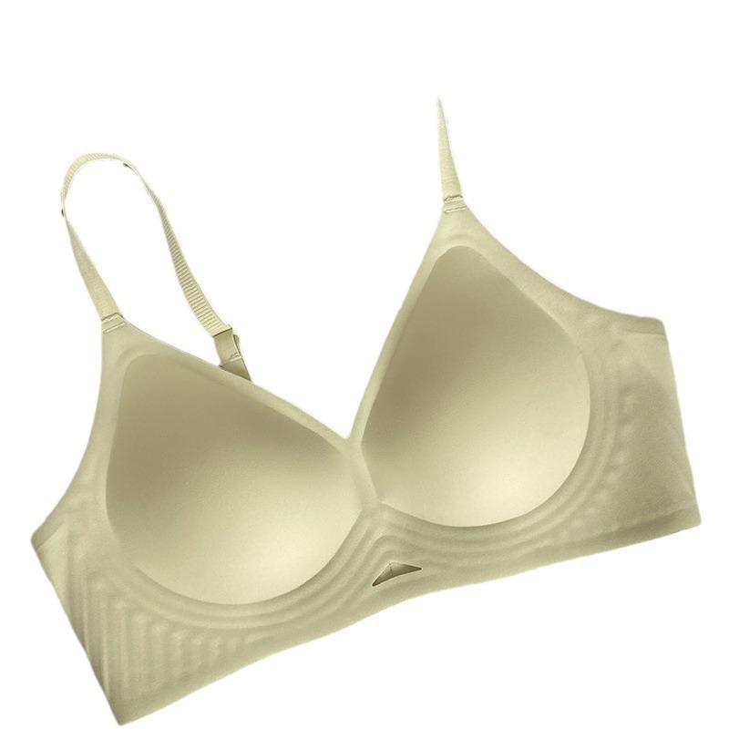 Bra seamless thin jelly gathering underwear women's no steel ring close breast upper support anti-sagging bra upgrade deep V