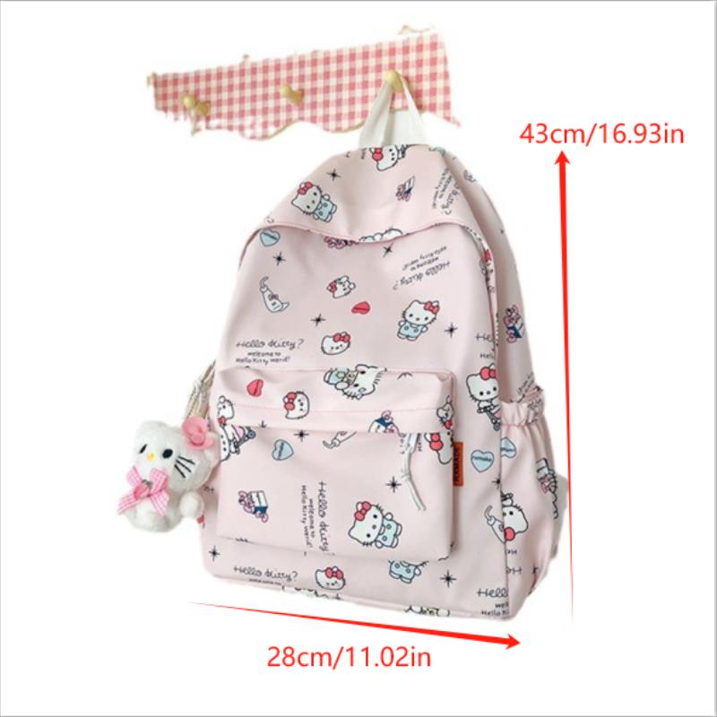 Cute Cartoon Sanrio Hello Kitty Backpack Large Capacity Student Schoolbag  Delicate Personality Trendy Girly Kt Bag Gifts