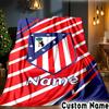 Custom Name Atletico Madrid Crest Throws Blanket Flannel Blankets for Couch Bed Gifts for Men Women Picnic blanket Christmas fan gifts