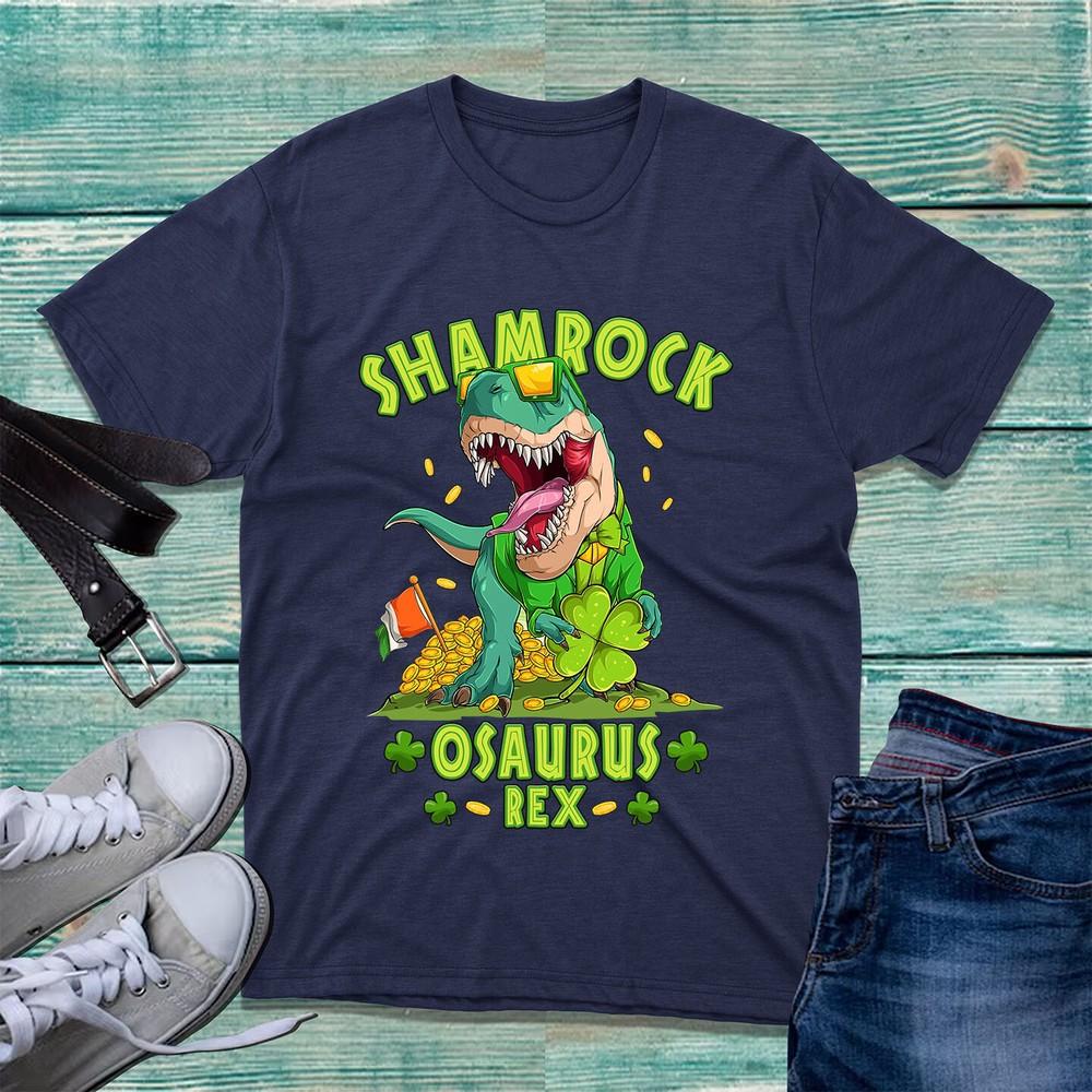 Shamrock Osaurus Rex Tshirt St Patricks Day Trex Dinosaur Irish Flag Dino Top S