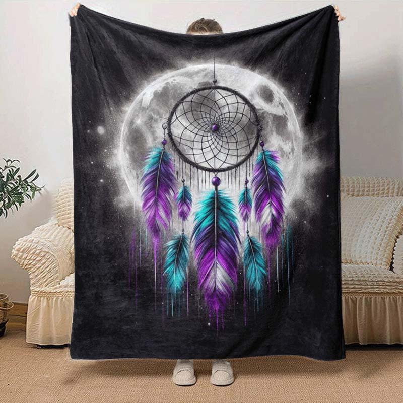 1pc Dream Catcher Printing Lightweight Flannel Blanket, Comfortable and Warm Blanket, for Camping Sofa Bed and Couch Office, in All Seasons