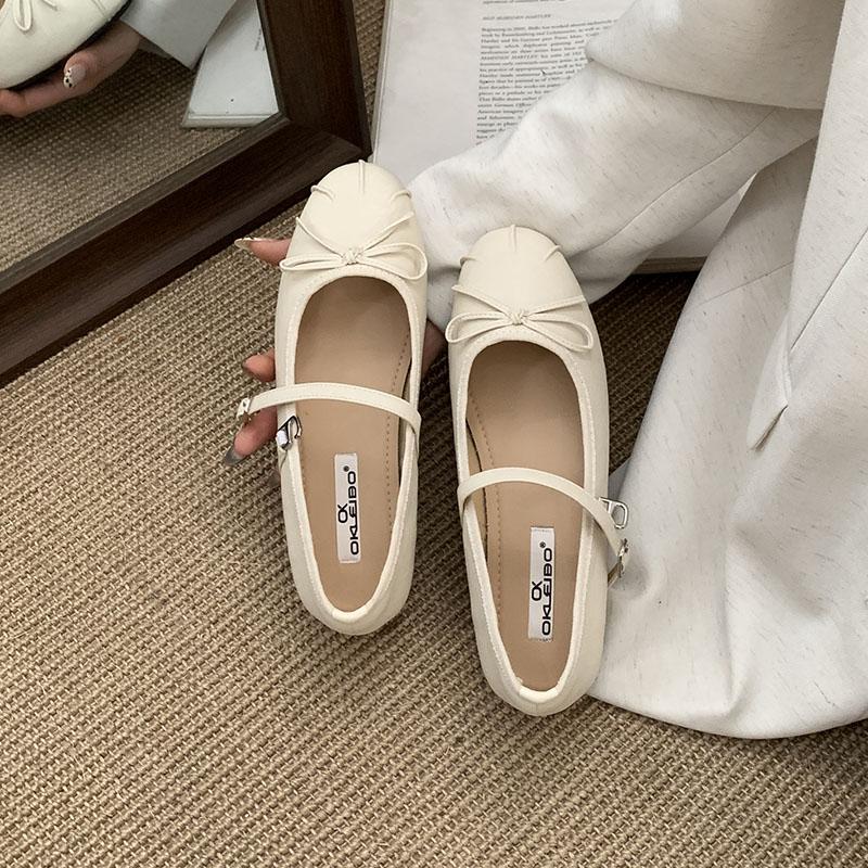 Fashion Pink Fashion Buckle Strap Women Mary Flats Shoes Female Butterfly-Knot Footwear Round Toe Ladies Flats Shallow Shoes Lady