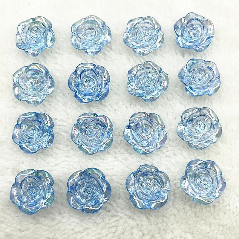 15pcs 20mm Colour Rose Flower Acrylic Loose Spacer Beads for Jewelry Making DIY Bracelet Accessories