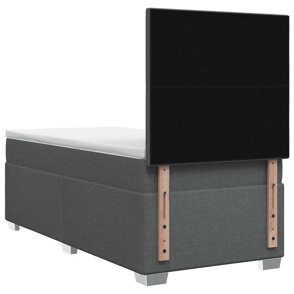 Box Spring Bed with Mattress Dark Grey 80 X 200 Cm Fabric