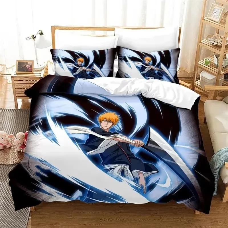 Anime Bleach Kurosaki Ichigo Bedding Set Boys Girls Twin Queen Size Duvet Cover Pillowcase Bed Kids Adult Home Textileextile