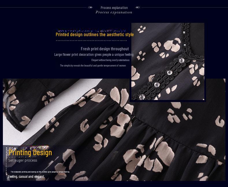 2024 Summer Silk Slim Fit Floral Mid-Length Dress for Women