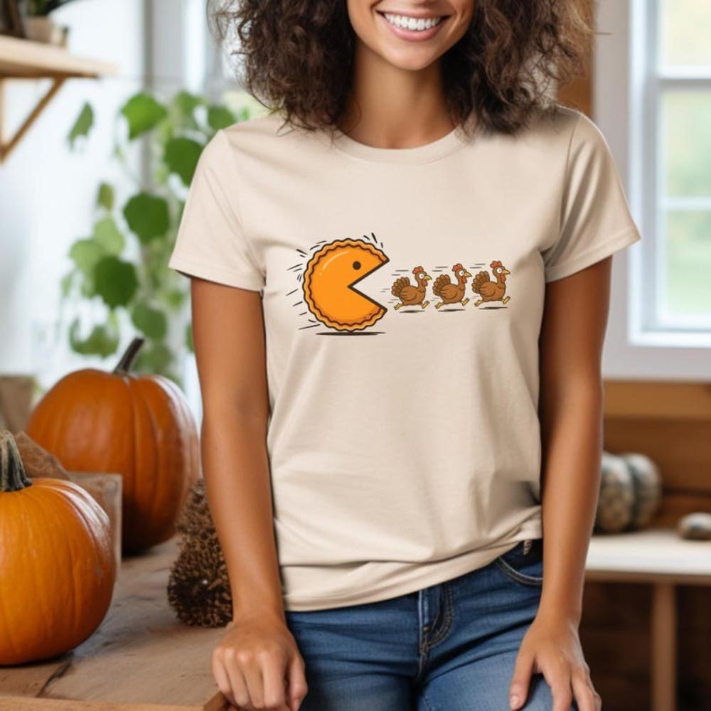 Pumpkin Pie Thanksgiving Roast Turkey Graphic T Shirts Men Women Autumn Festival Casual Comfortable Cotton Tshirt Shortsleev