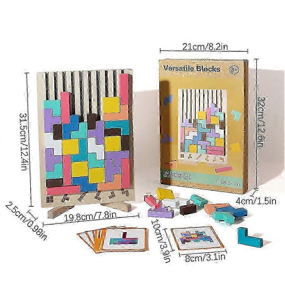 Pädagogische 3D-Blockpuzzle-Spielzeuge für Kinder im Kindergarten, Fesselndes Holzpuzzle-Spiel für Kinder und Jugendliche, für Feinmotorik - KM