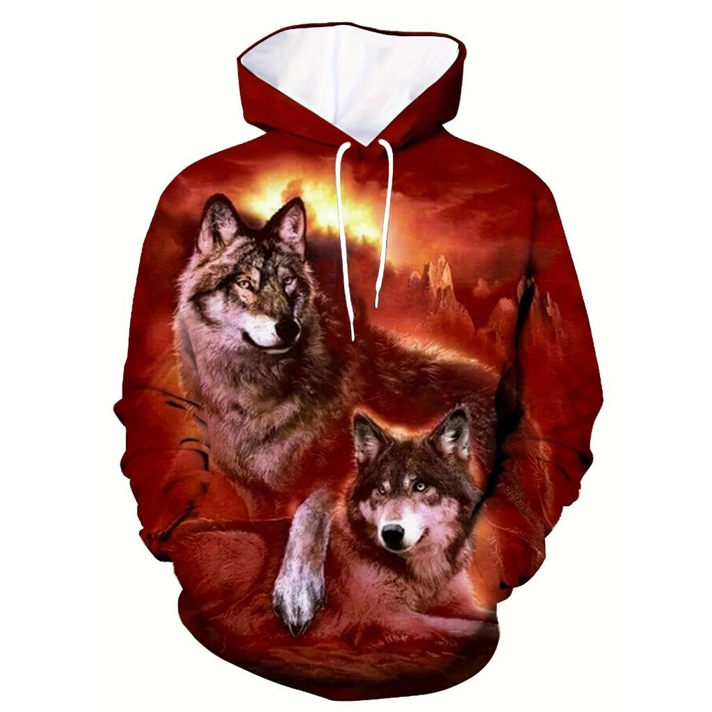 Vintage Tiger Men's Hoodie 3d Print Tops Fashion Animal Graphics Long Sleeve Men Oversized Streetwear Tees
