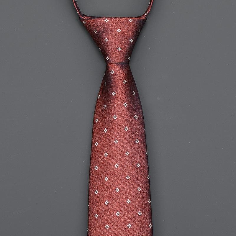 Burgundy Zip-Up Tie Men And Women Formal Wear Business Groom Best Man Wedding Korean Version No Striped Tie