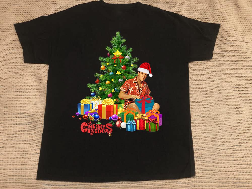 Elvis Presley Merry Christmas Tree And Gifts Unisex T-Shirt All Size S-5X PP2422 S