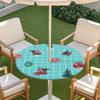 Outdoor Round Table Cover With Umbrella Hole Waterproof Patio Garden Tablecloth Elastic Edge Deck Balcony