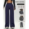 Ladies High-Waisted Wide-Leg Yoga Pants Solid Color Elastic Waistband Comfortable Fabric for Outdoor Fitness