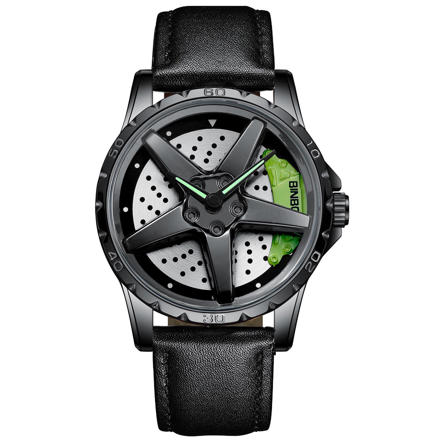 Binbang Men s Locomotive Engine Brake Watch, Car Wheel Dial, Modified Time Display, Lucky Engine Design