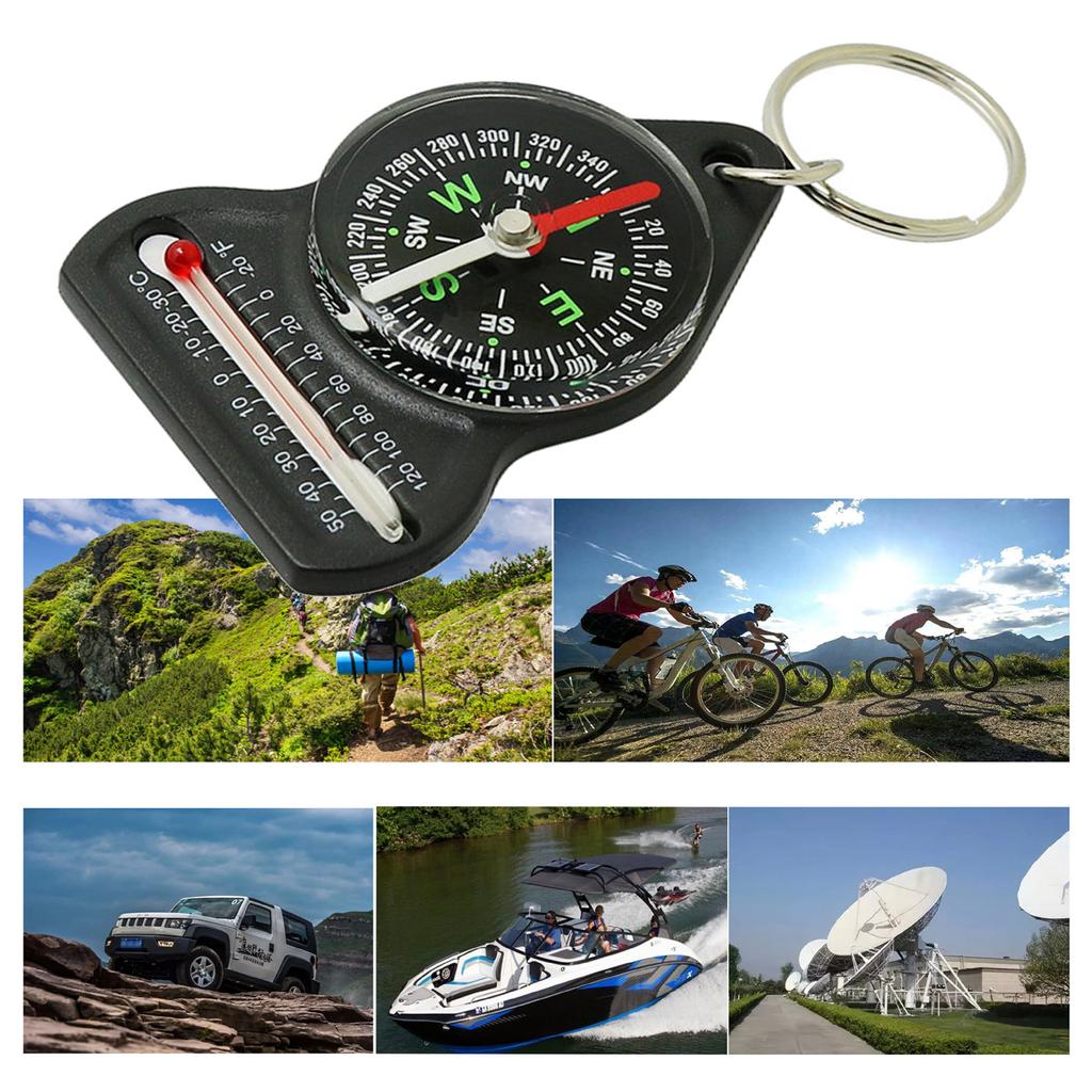 Convenient Compassing Thermometer Temperature Gauge with Keychain Perfect for Outdoor Explorations Reliable Navigation