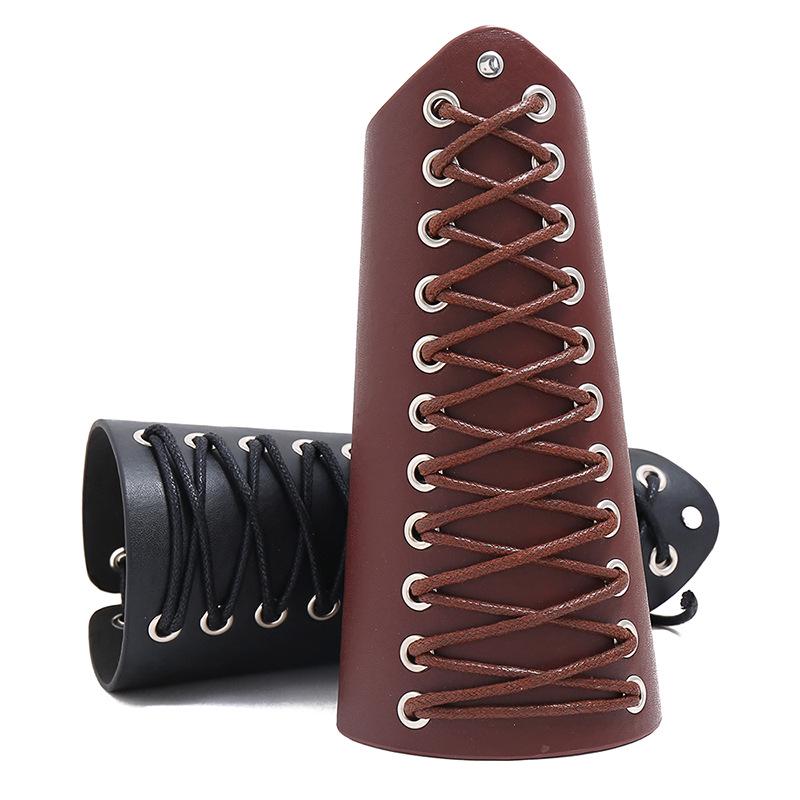 European & American Punk Rock Leather Bracelet - Braided Cord Wristband for Motorcycle Riding