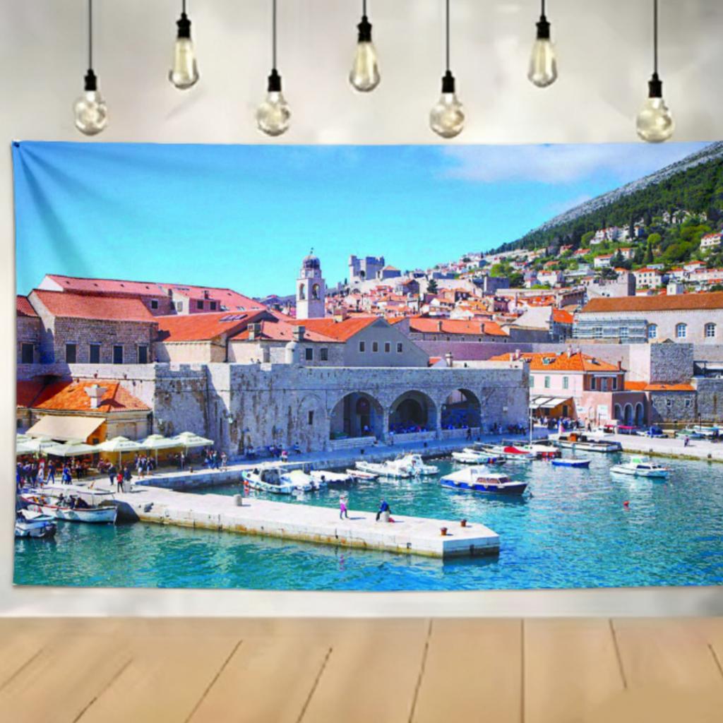 Kings Landing Landscape Pattern Tapestry Student Dorm Bedroom Decor Home Tapestry High Quality Fabric Multi Size Flat Print