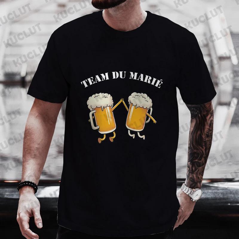 

Футболка French Single Farewell Bachelor Stag Party Summer Wedding Beer Graphic Tops Evg Team Tees Future Groom Man Squad S чёрный