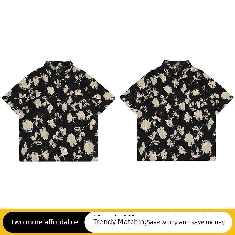 Trendy Hip Hop Chic Florals Casual Short Sleeve Shirt
