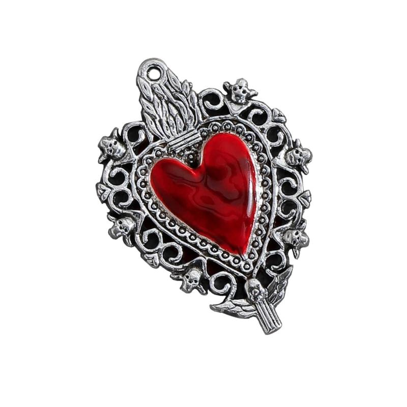Gothic Heart Shape Pendant Vintage Alloy Jewelry Charm Jewelry Findings for DIY Necklace Earrings Making Accessory