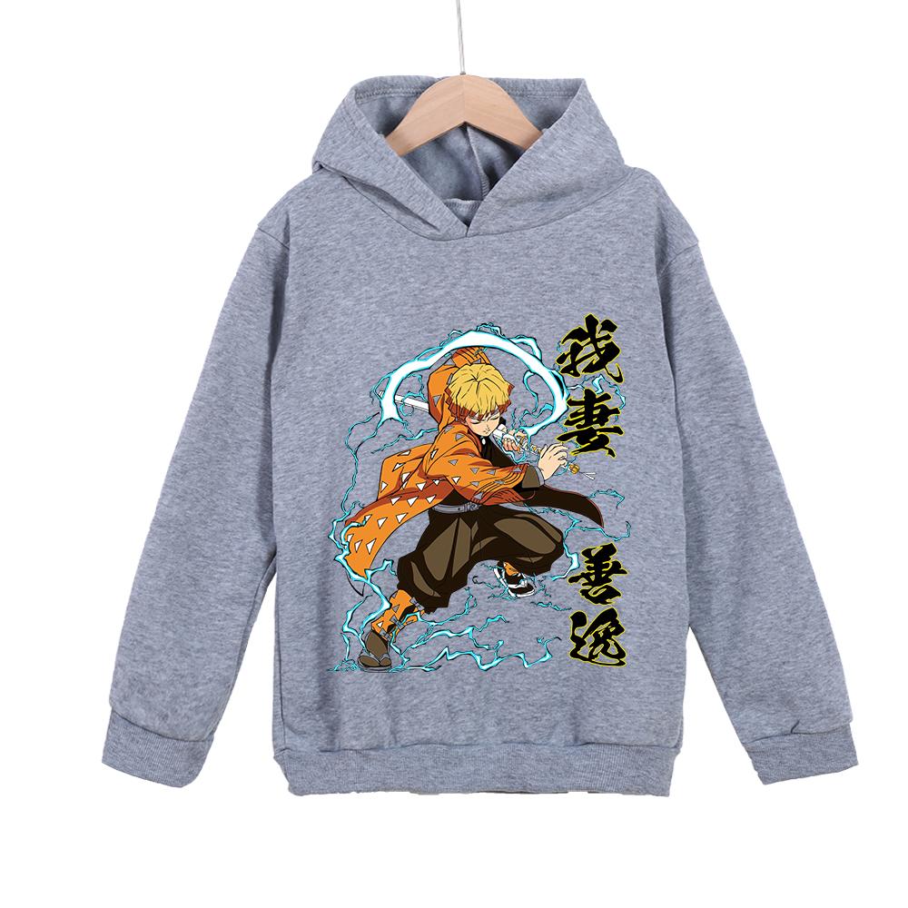 Demon Slayer Zenitsu Anime Polyester Hoodie for Kids 3-12 Boys Girls Unisex Pullover Sweatshirt Cosplay Costume