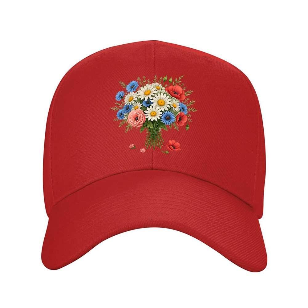 Colorful Bouquet Print Baseball Cap Fresh RoUnisextic Floral Design Adjustable Sports Hat