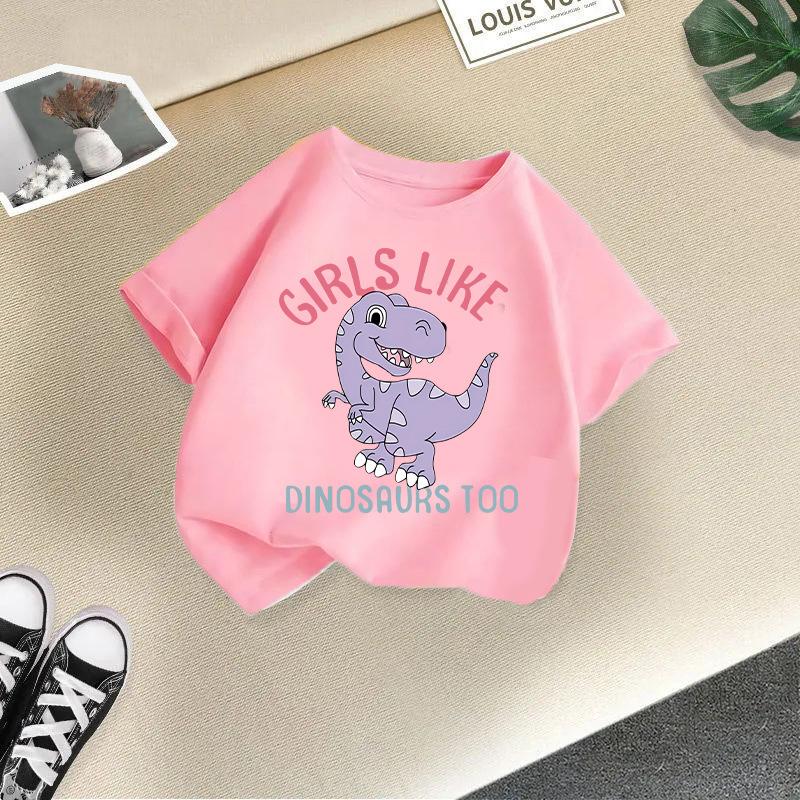 Children T-shirtDinosaur Printed Kids 100% Cotton Clothes Tshirt Tops Tee Boys Girls Short-sleeved T Shirt 2-13Y