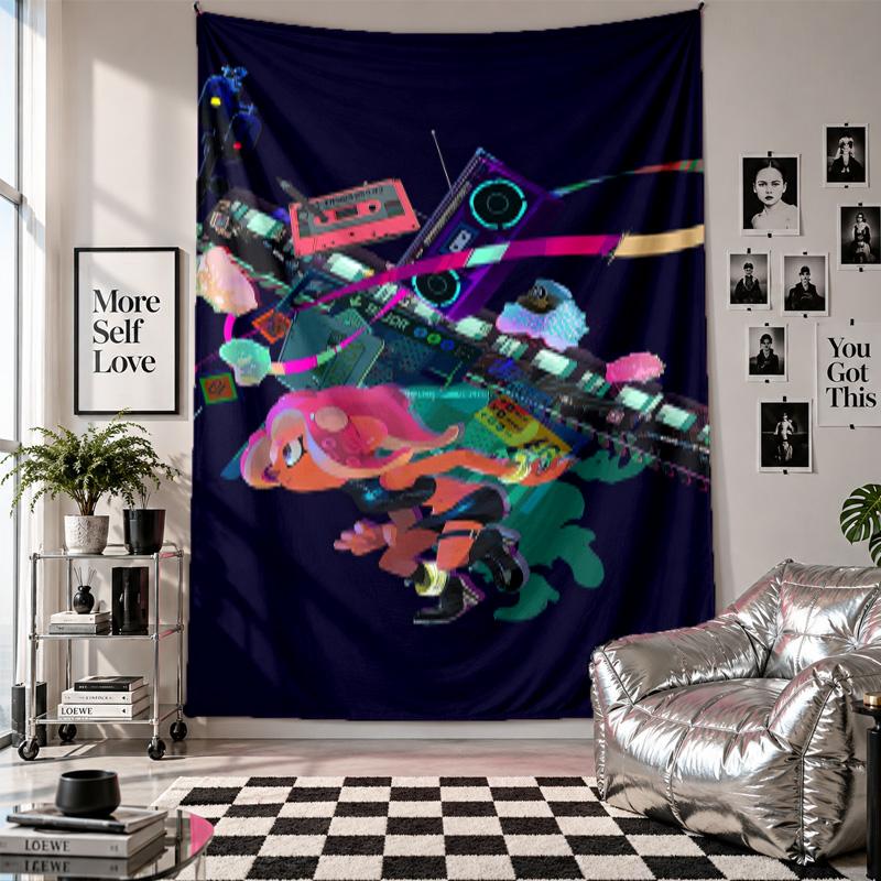 Wall TapestrySplatoon Art Hanging Cloth Decorative Background Cover for Room Decoration