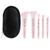 5Pcs Cute Compact Makeup Brush Set With Case Premium Brush for Flawless Foundation, Blush, Eyeshadow Application Beauty Tools