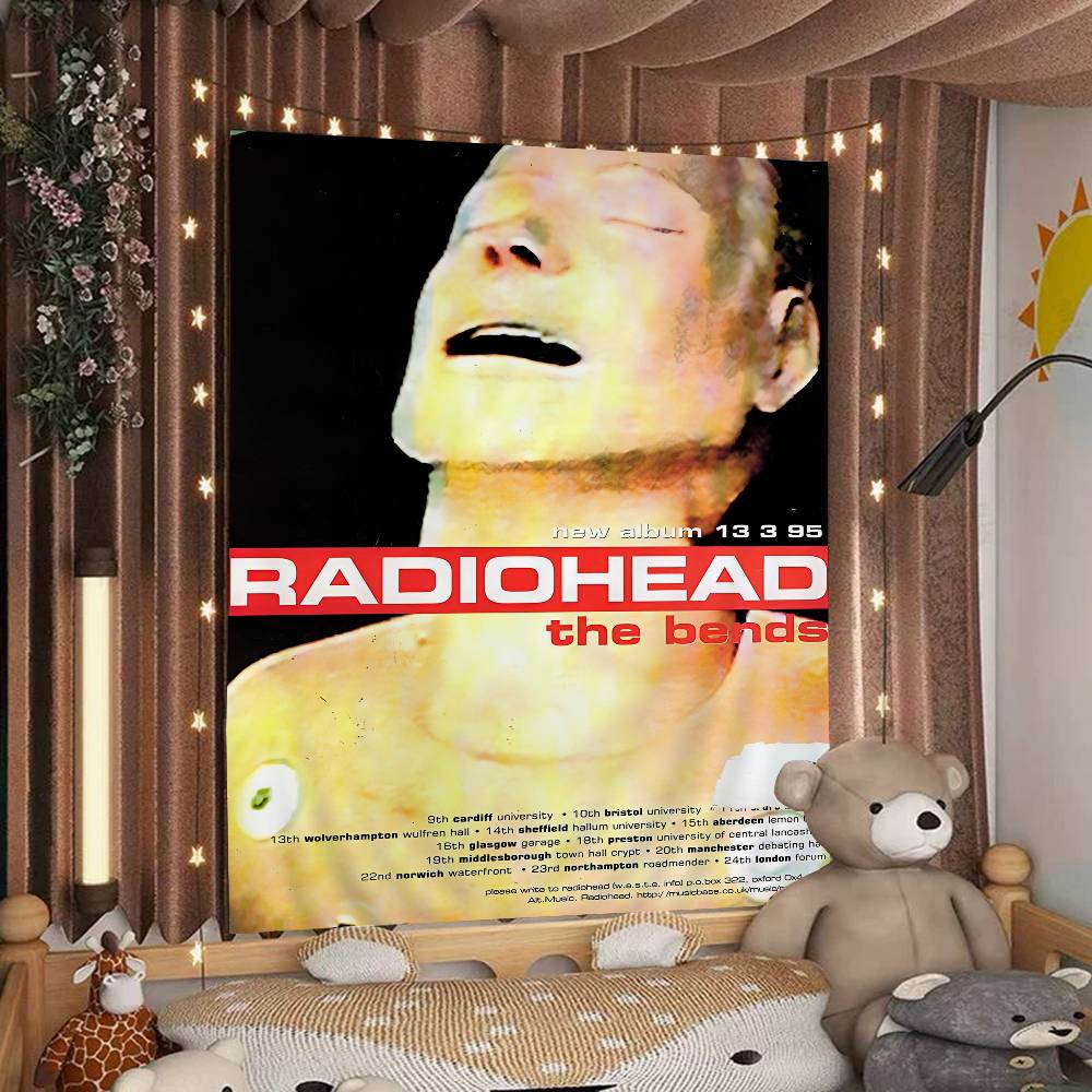 Art Rock Band Radiohead Anime Tapestry Hanging Tarot Hippie Wall Rugs Dorm Home Decor 100X70CM