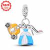 S925 Silver Princess Skirt Pumpkin Carriage Rose pendant bead Fit Bracelet DIY Jewelry Making For Women Gift