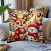 1pc, Festive Winter Holiday Illustration, 2025 New Style Decorative Pillowcase, Polyester Material, Zipper Closure Machine Washable, Soft Cushion Cove