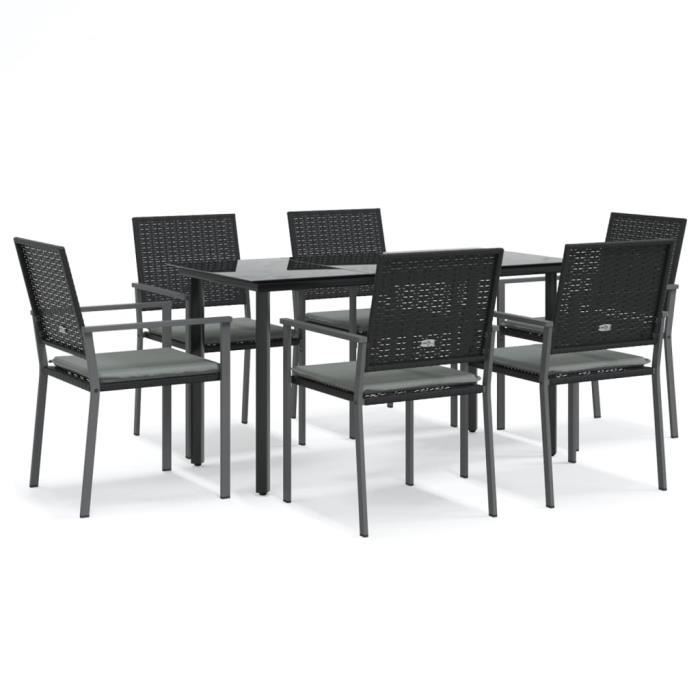 VidaXL Ensemble à manger de jardin 7 pcs coussins résine tressée acier 3187022