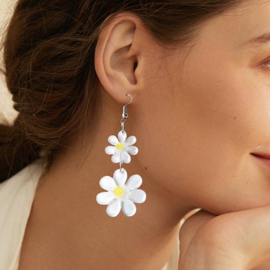 1 Paio Orecchini Pendenti Floreali da Donna Orecchini a Gancio Floreali in Acrilico 2D Ipoallergenici Leggeri Orecchini Pendenti Floreali Gioielli alla Moda