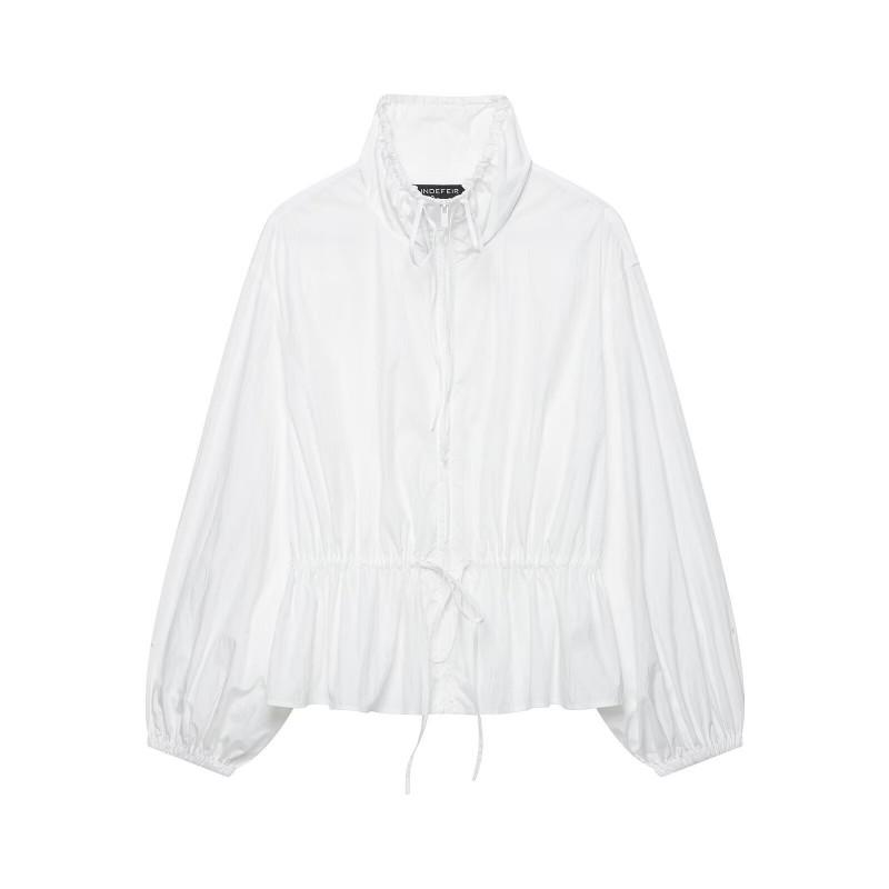 Womens Nylon Stand Collar Oversized Long Sleeve Jacket - Streetwear Chic A-Line Cut Fall 2026 Collection